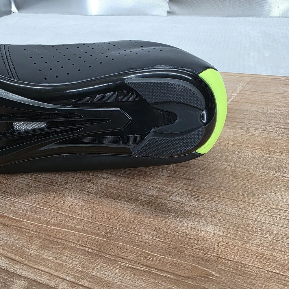 Speed Road Cycling Shoes Mens 8 Womens 10 Black Neon Green 3-Bolt Bike Shoes